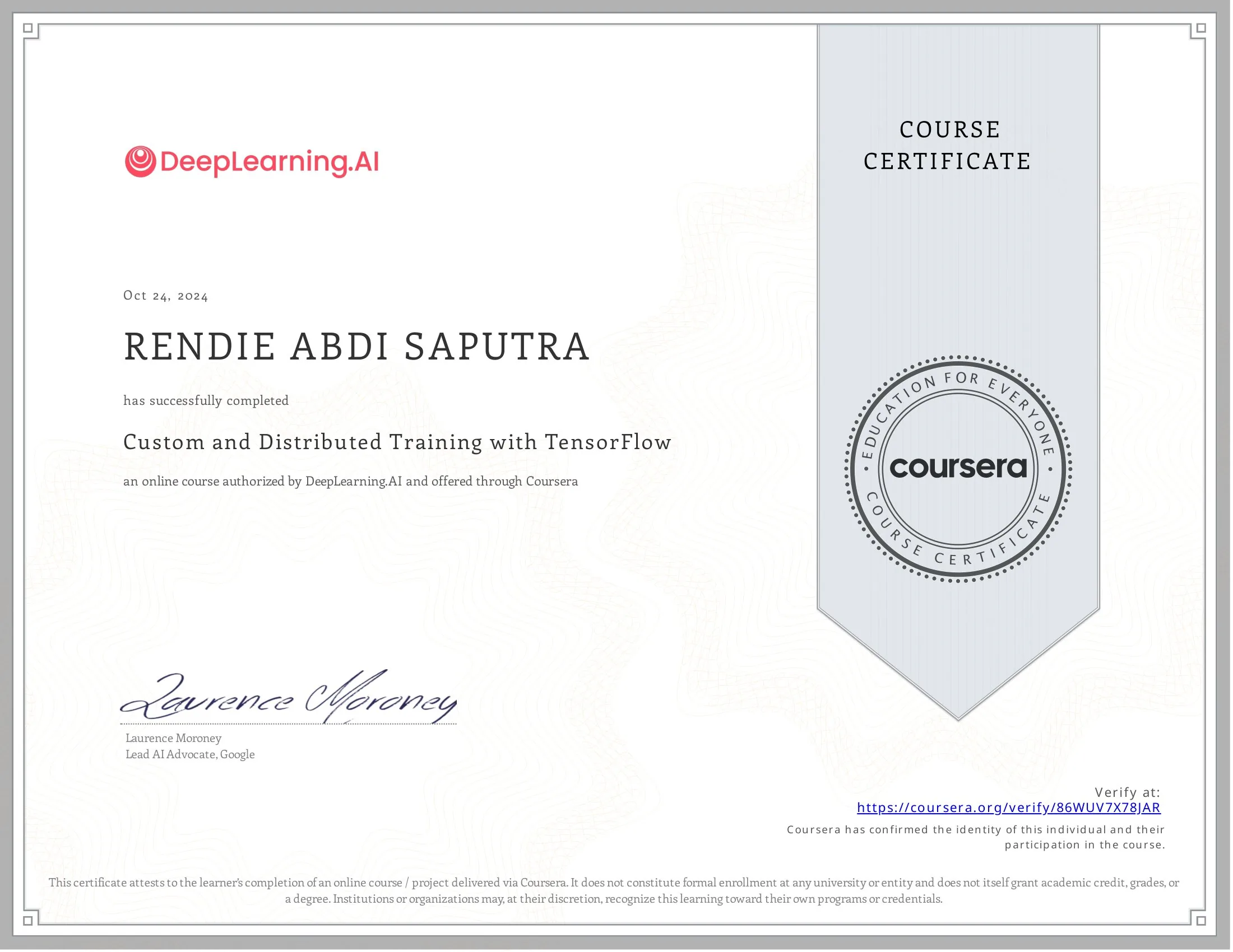 Custom and Distributed Training with TensorFlow